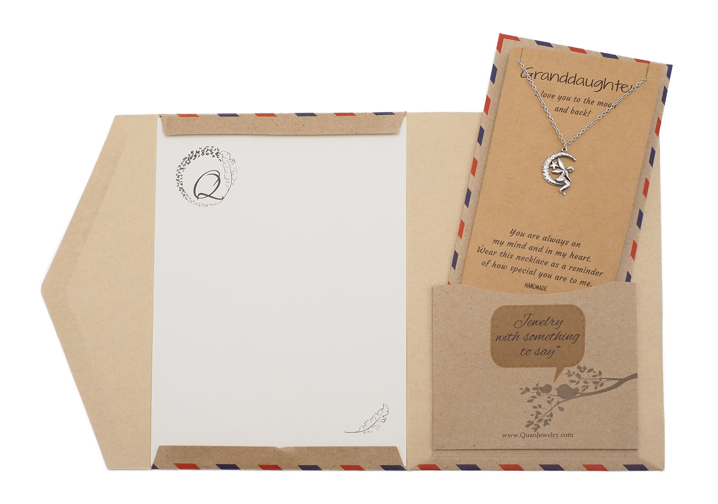 Mari Gifts for Her Moon Necklace, Granddaughter Jewelry with Greeting Card