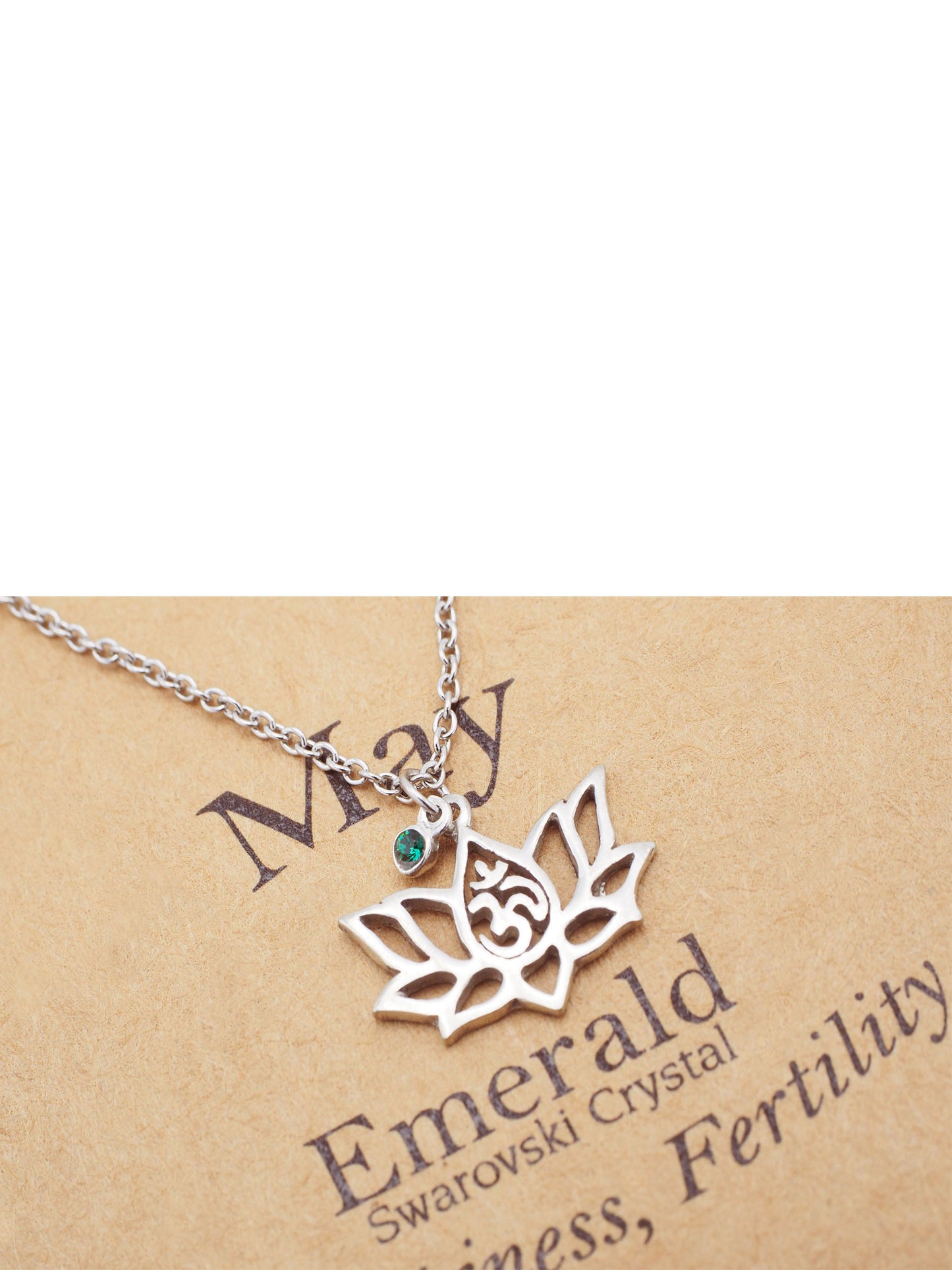 Jessica Birthday Cards Yoga Lotus Flower May Birthstone Necklace with OM Symbol