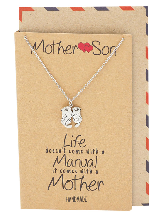 Kayden Mother and Son Otter Necklace with Inspirational Quote