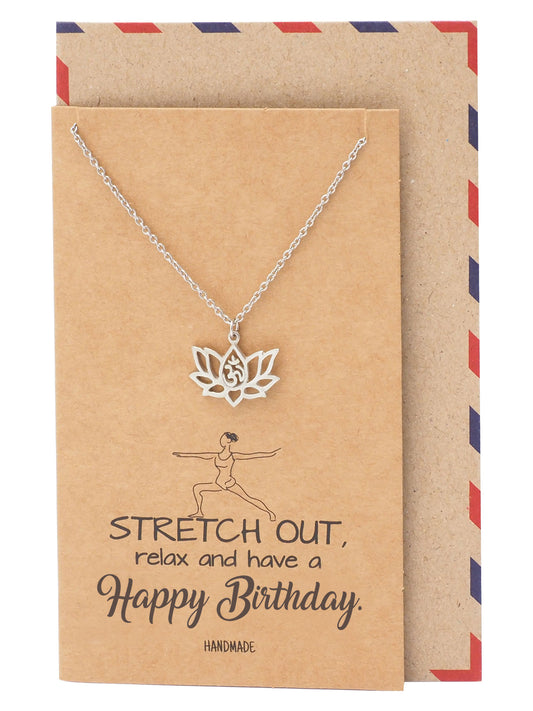 Vina Om Lotus Flower Pendant Necklace