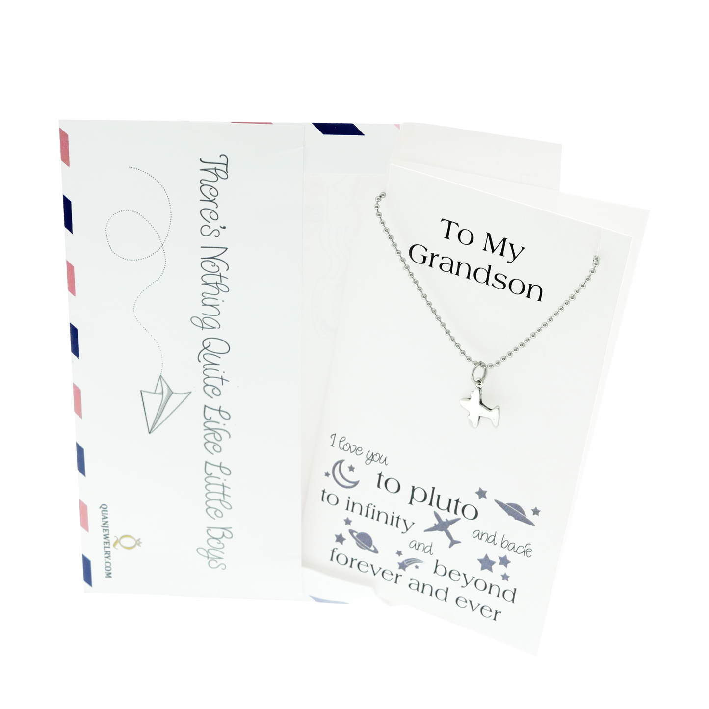 Tom Happy Birthday Cards Airplane Necklace Gifts for Grandson