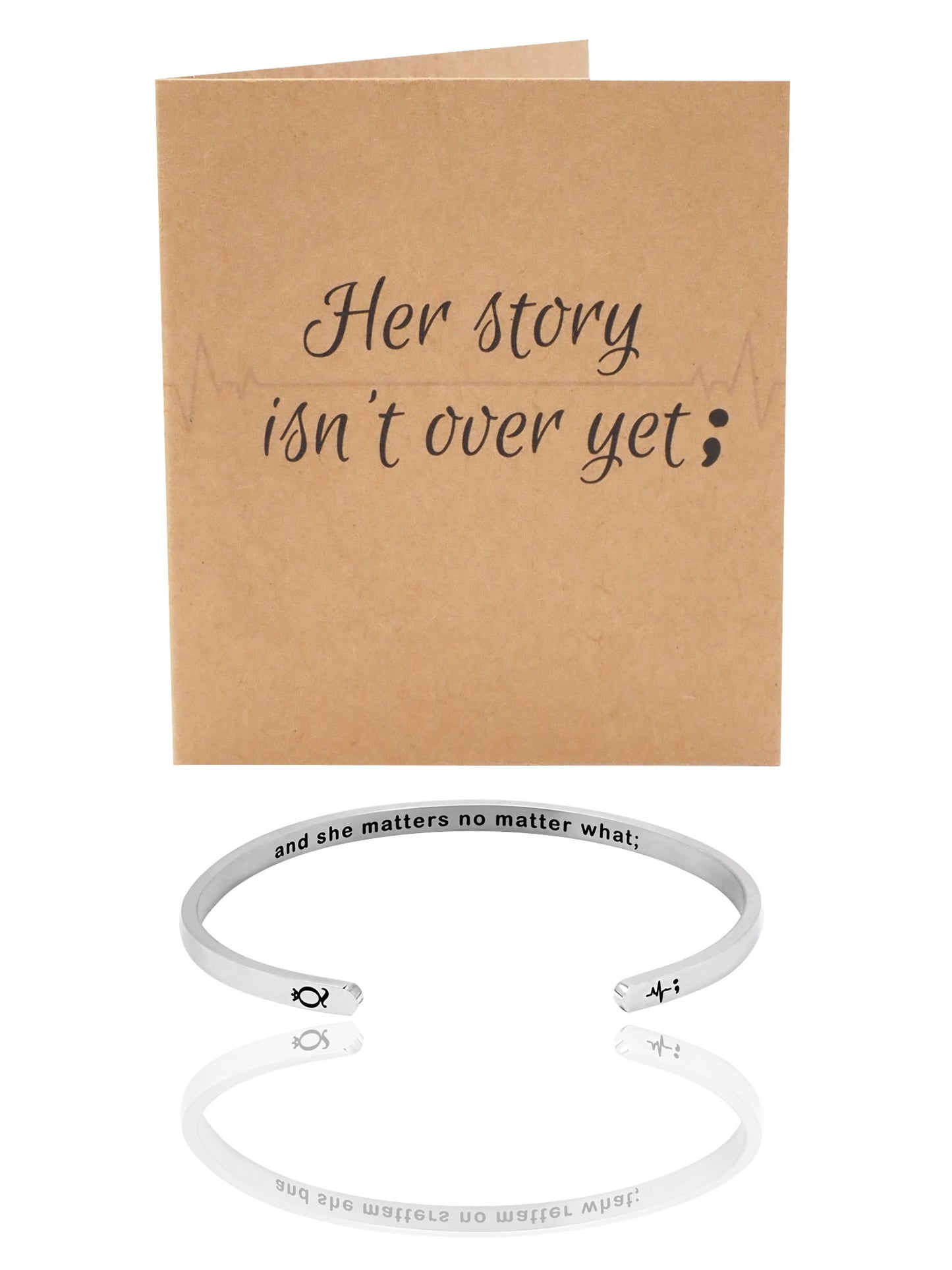 Liezel Continue Semicolon Heart Cuff Bracelet