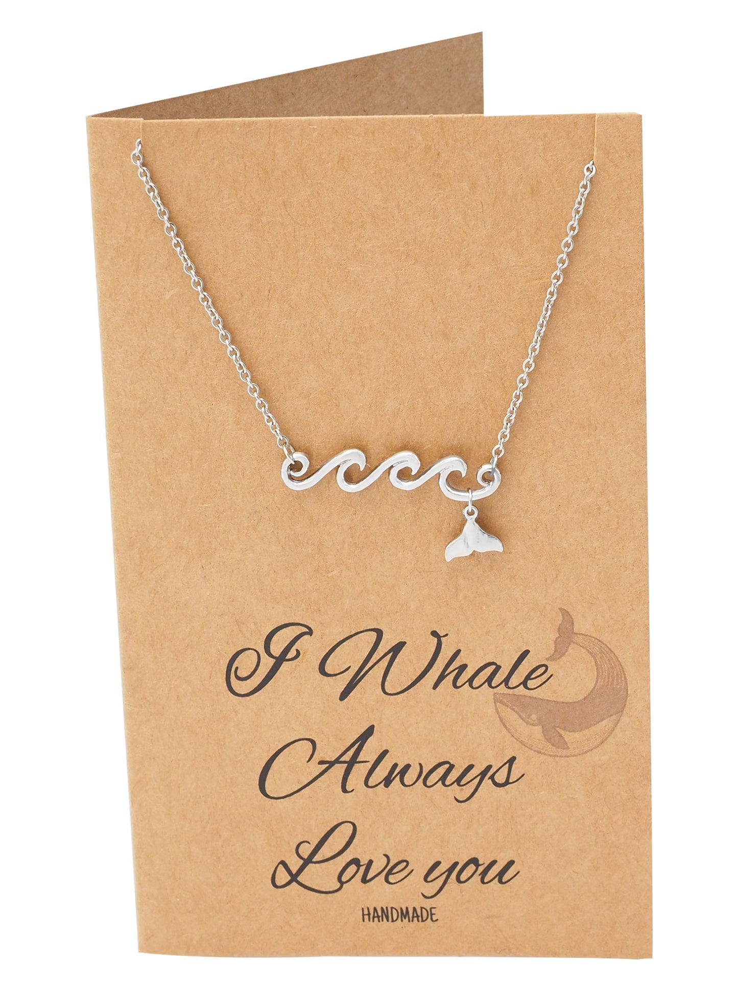 Irene Wave and Whale Tail Pendant Necklace for Women and Ocean Lover