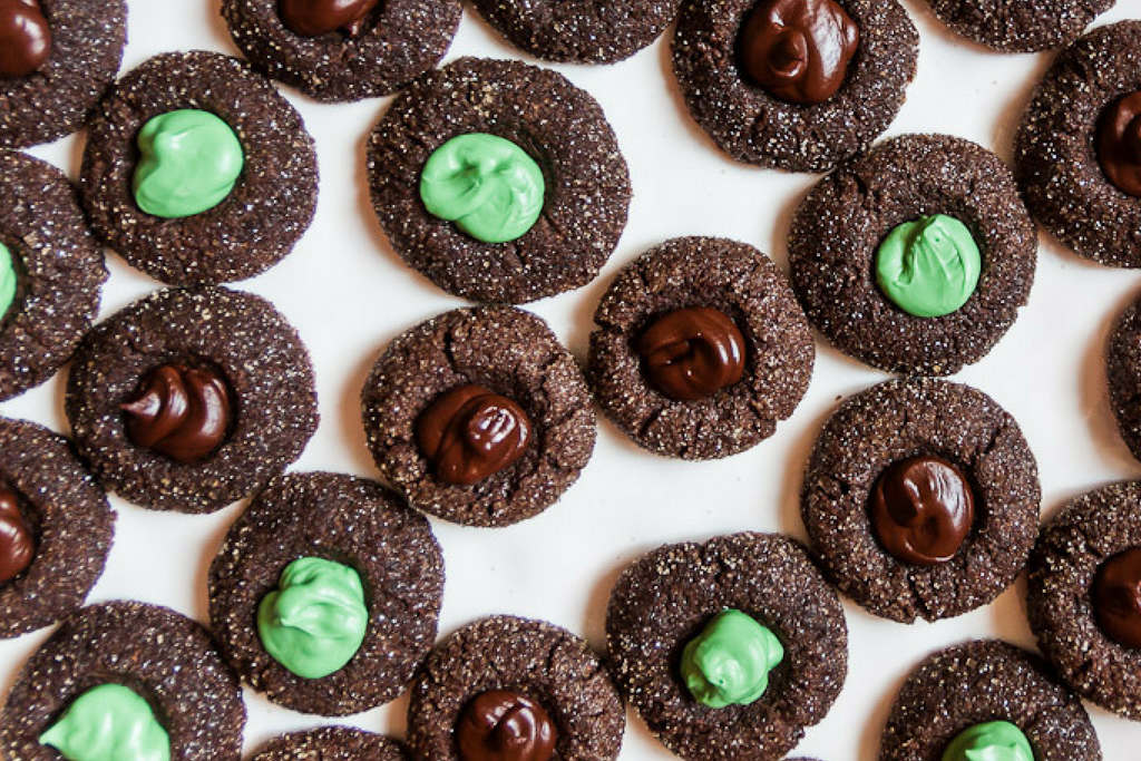 Chocolate Peppermint Thumbprint Cookies