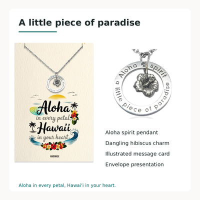 Joyfulle Malia Aloha Spirit Pendant Necklace – Hawaiian Jewelry for Women with Meaning Card, Island-Inspired Necklace Symbolizing Love, Peace & Kindness, Inspirational Gift for Her