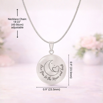 Love You to the Moon and Back Necklace – Moon & Heart Pendant Gift for Her, Romantic Anniversary Gift