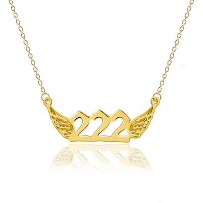 Eve 222 and 444 Angel Wings Pendant Necklace, Numerology Charm for Women, Protection Jewelry