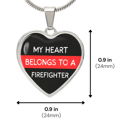 My Heart Belongs to a Firefighter Necklace – Heart-Shaped Pendant for Firefighter's Partner
