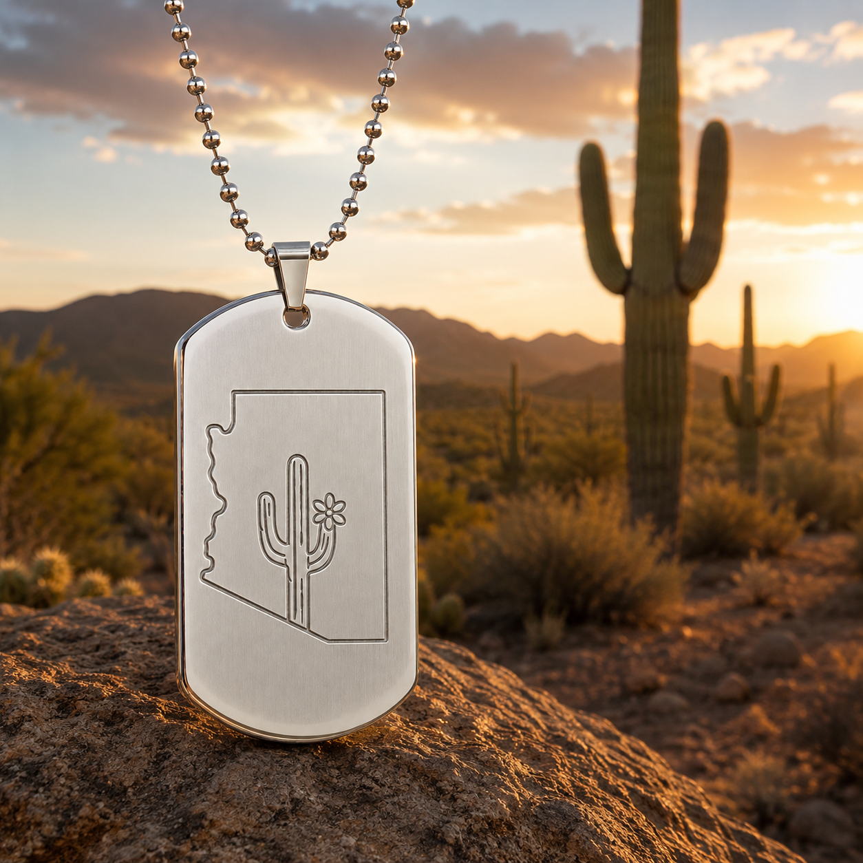 Arizona Dog Tag Necklace | Never Desert You Keepsake Gift