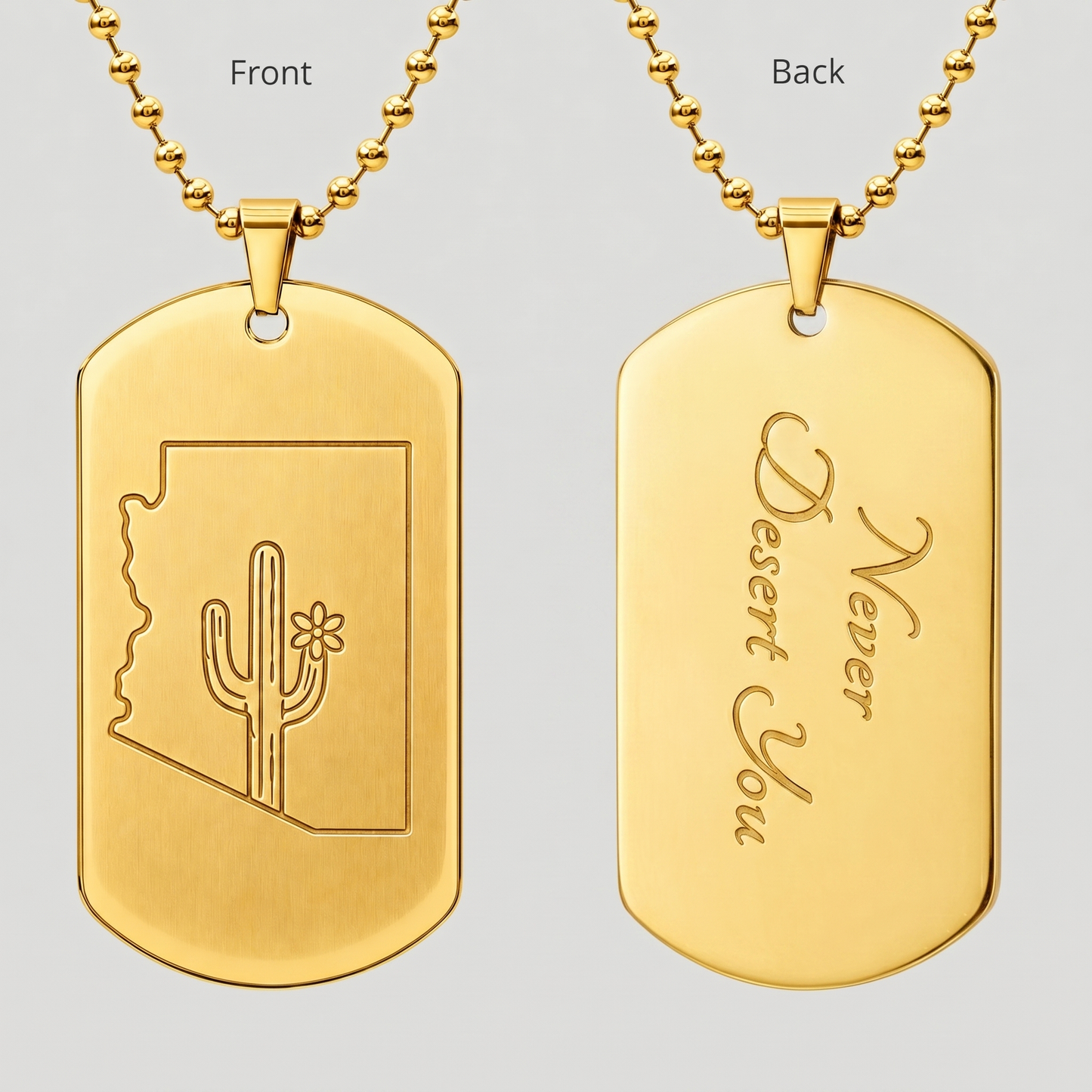 Arizona Dog Tag Necklace | Never Desert You Keepsake Gift