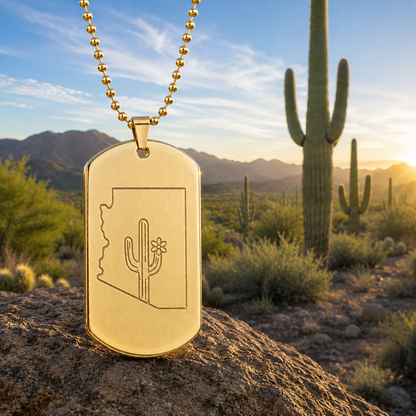 Arizona Dog Tag Necklace | Never Desert You Keepsake Gift