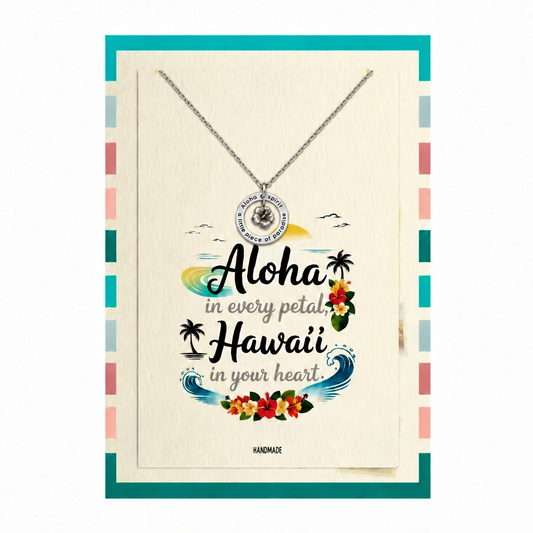 Joyfulle Malia Aloha Spirit Pendant Necklace – Hawaiian Jewelry for Women with Meaning Card, Island-Inspired Necklace Symbolizing Love, Peace & Kindness, Inspirational Gift for Her