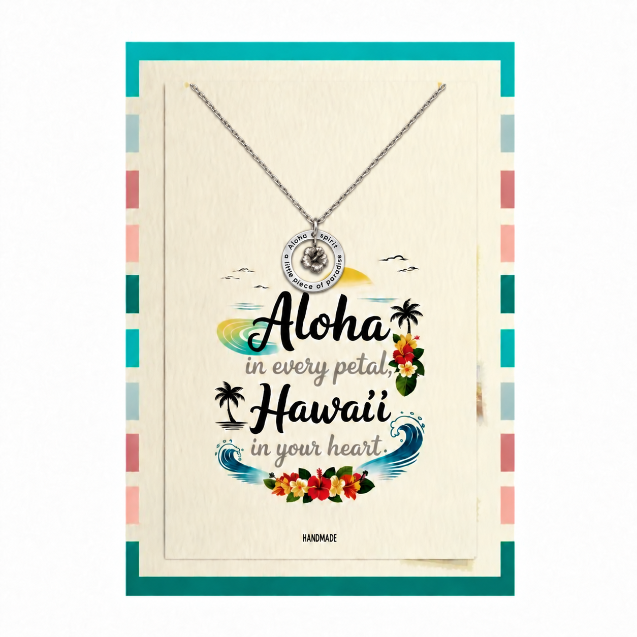 Joyfulle Malia Aloha Spirit Pendant Necklace – Hawaiian Jewelry for Women with Meaning Card, Island-Inspired Necklace Symbolizing Love, Peace & Kindness, Inspirational Gift for Her