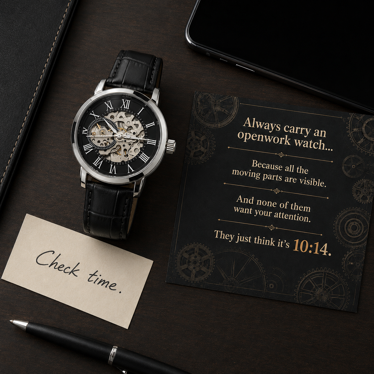 Always Carry an Openwork Watch | Automatic Skeleton Watch for Men by Quinnlyn & Co.