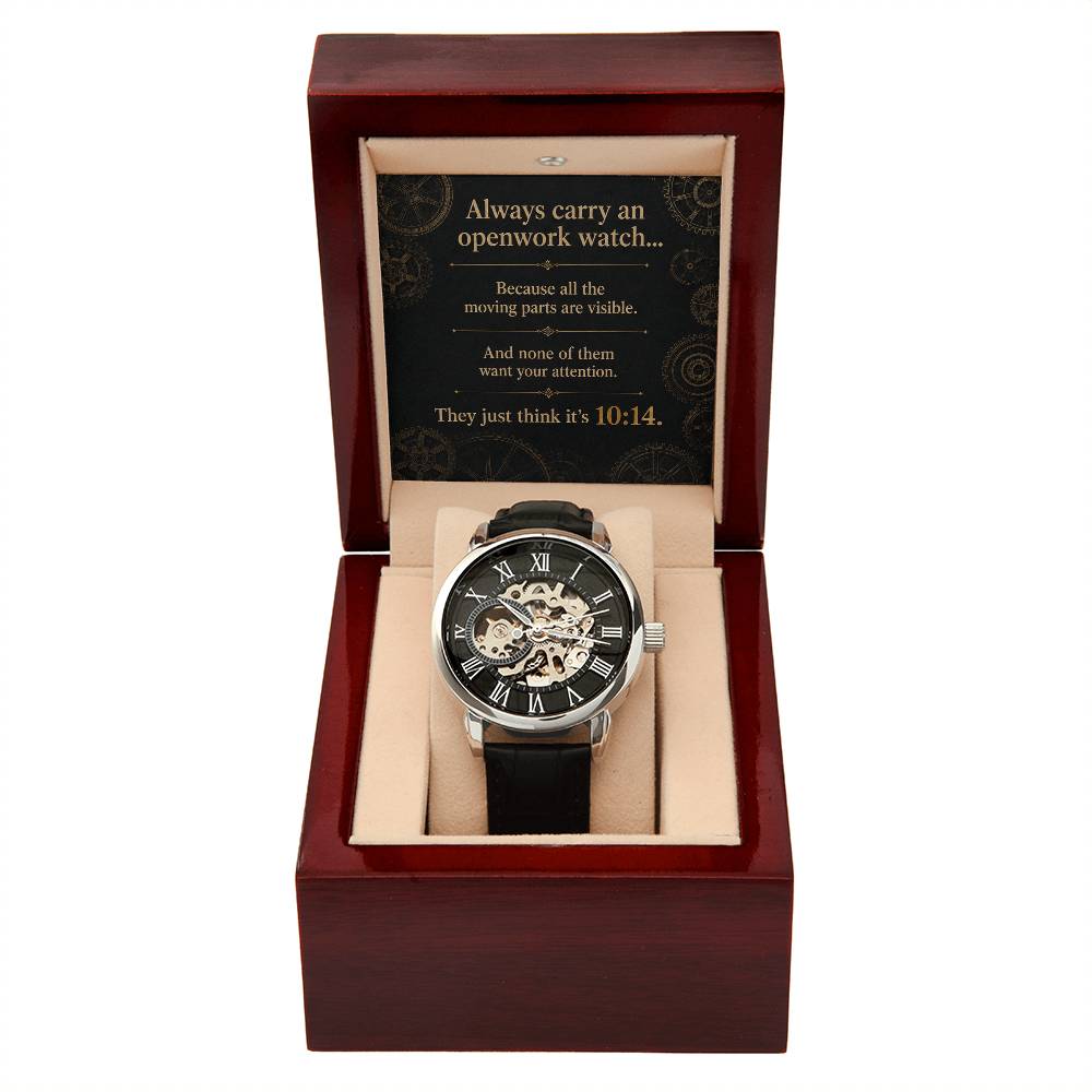 Always Carry an Openwork Watch | Automatic Skeleton Watch for Men by Quinnlyn & Co.