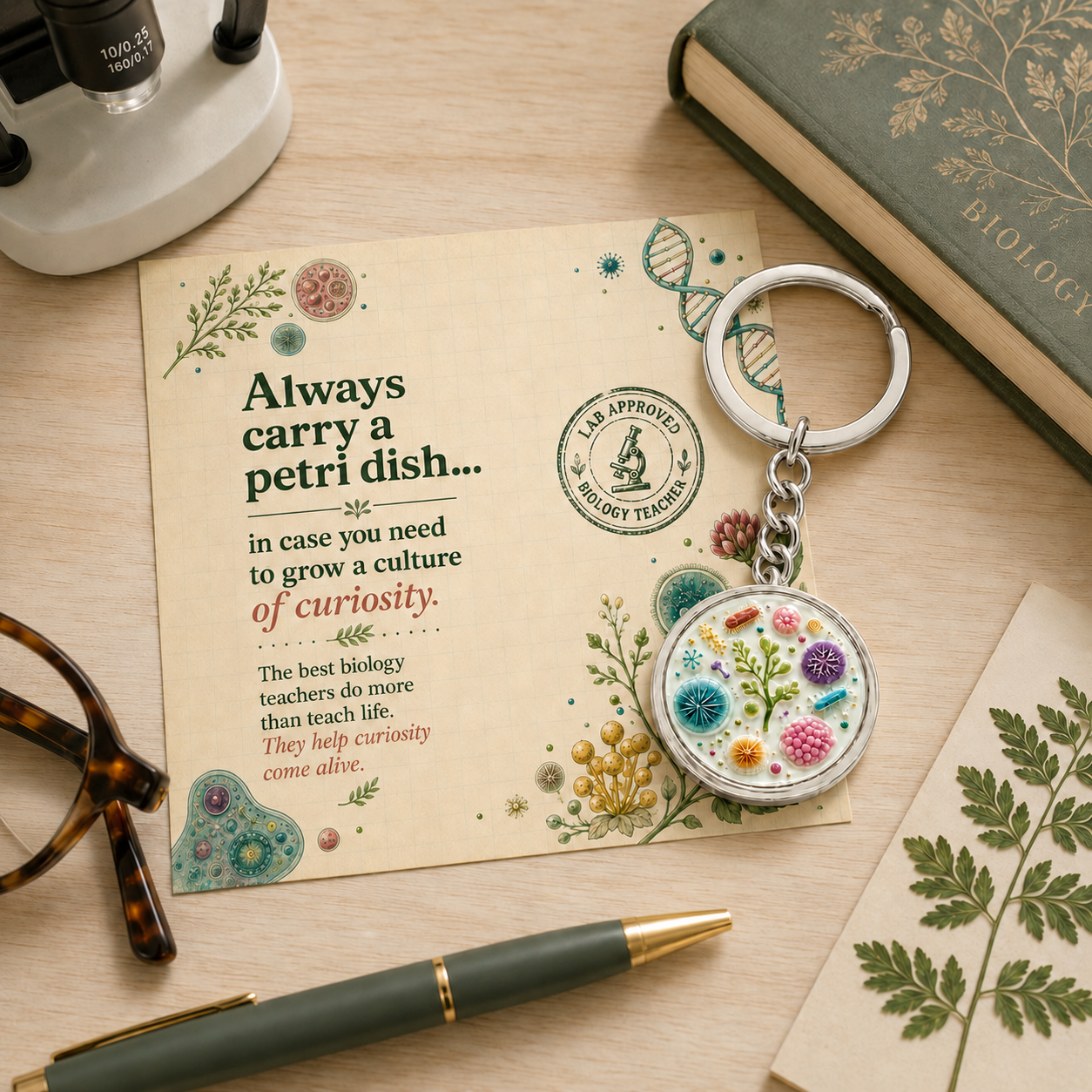 Always Carry a Petri Dish Keychain | Biology Teacher Gift