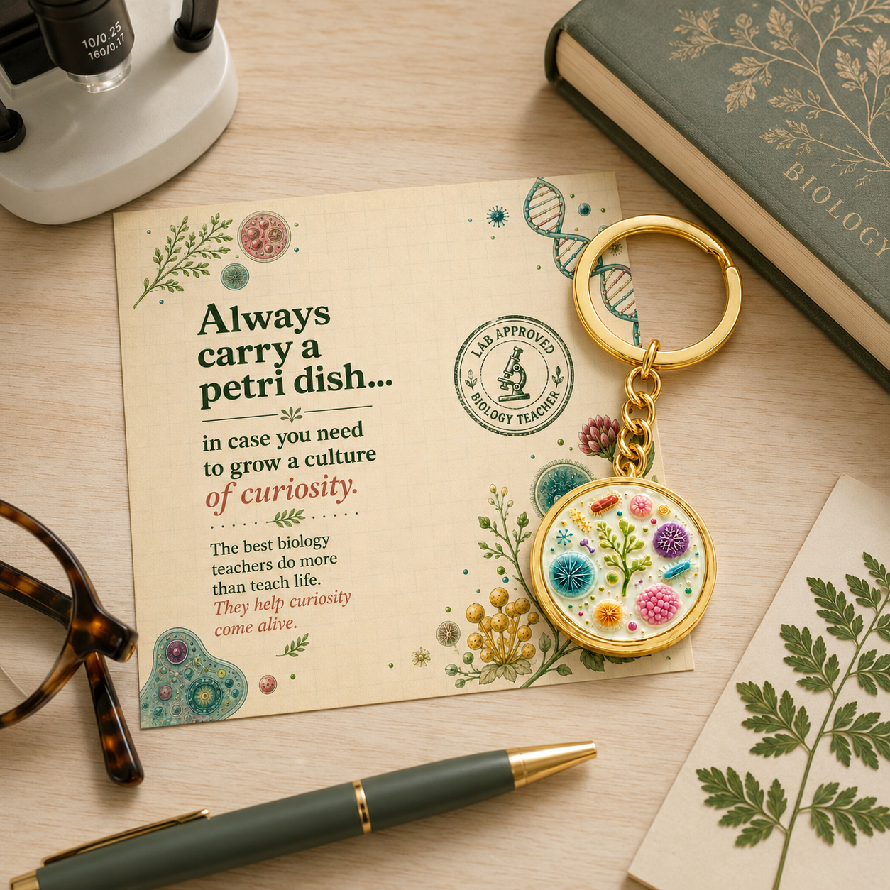 Always Carry a Petri Dish Keychain | Biology Teacher Gift