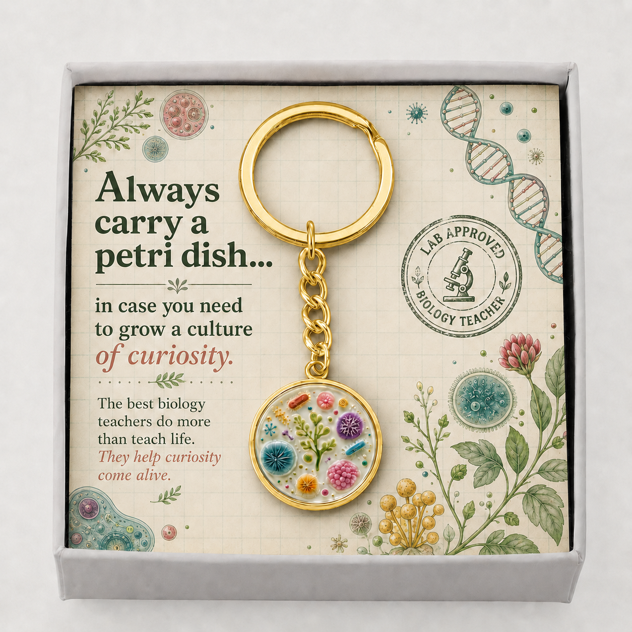 Always Carry a Petri Dish Keychain | Biology Teacher Gift