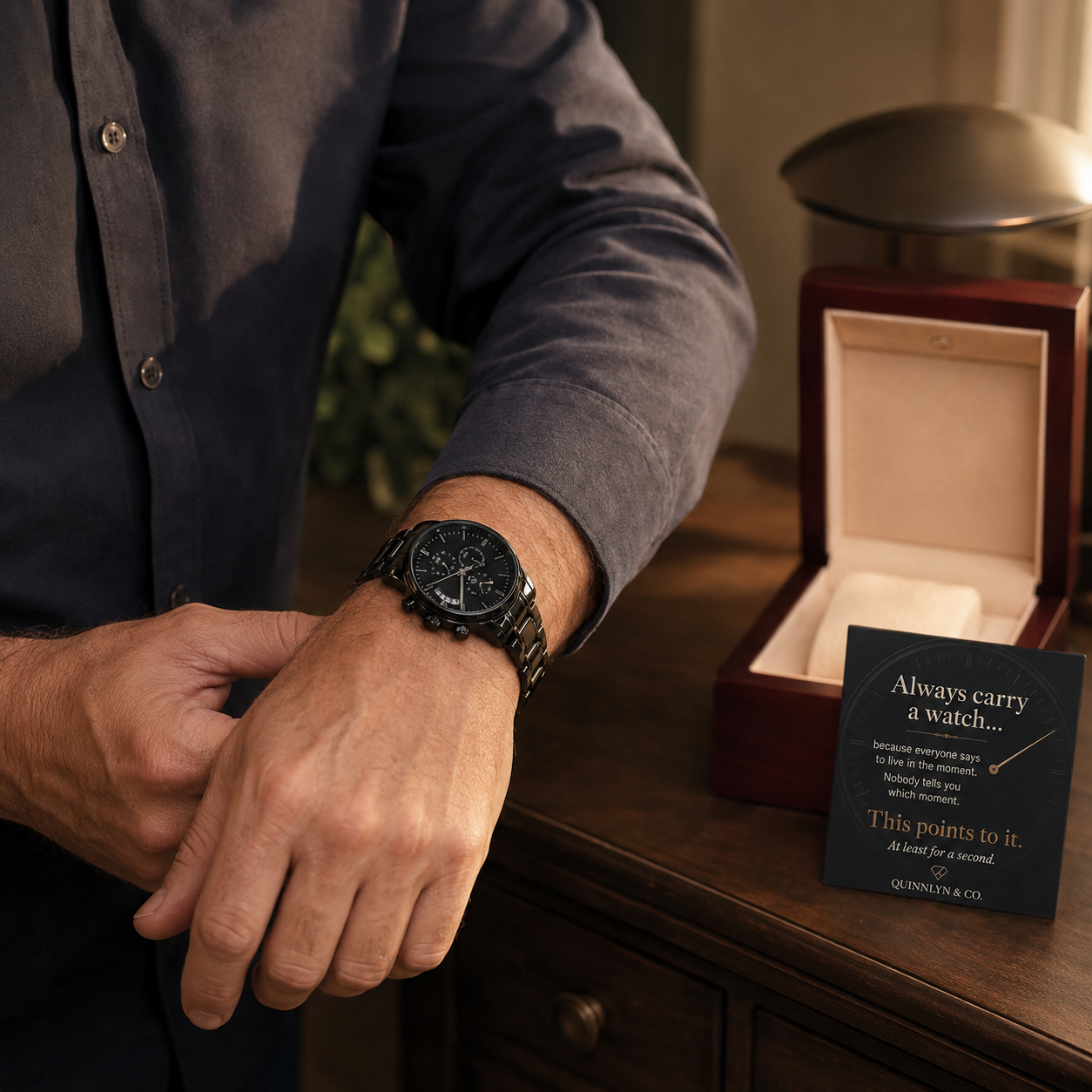 Always Carry a Watch Black Chronograph Watch | Meaningful Gift for Him