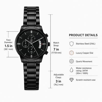Always Carry a Watch Black Chronograph Watch | Meaningful Gift for Him
