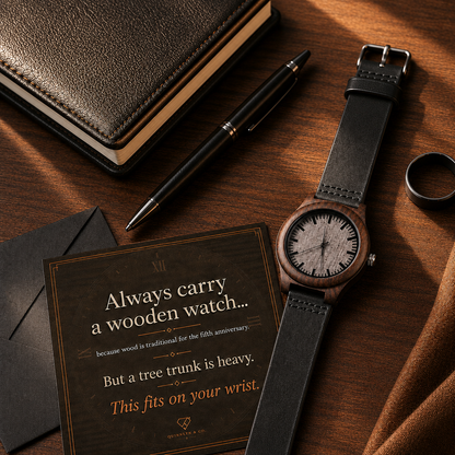 Always Carry a Wooden Watch | 5th Anniversary Gift for Husband