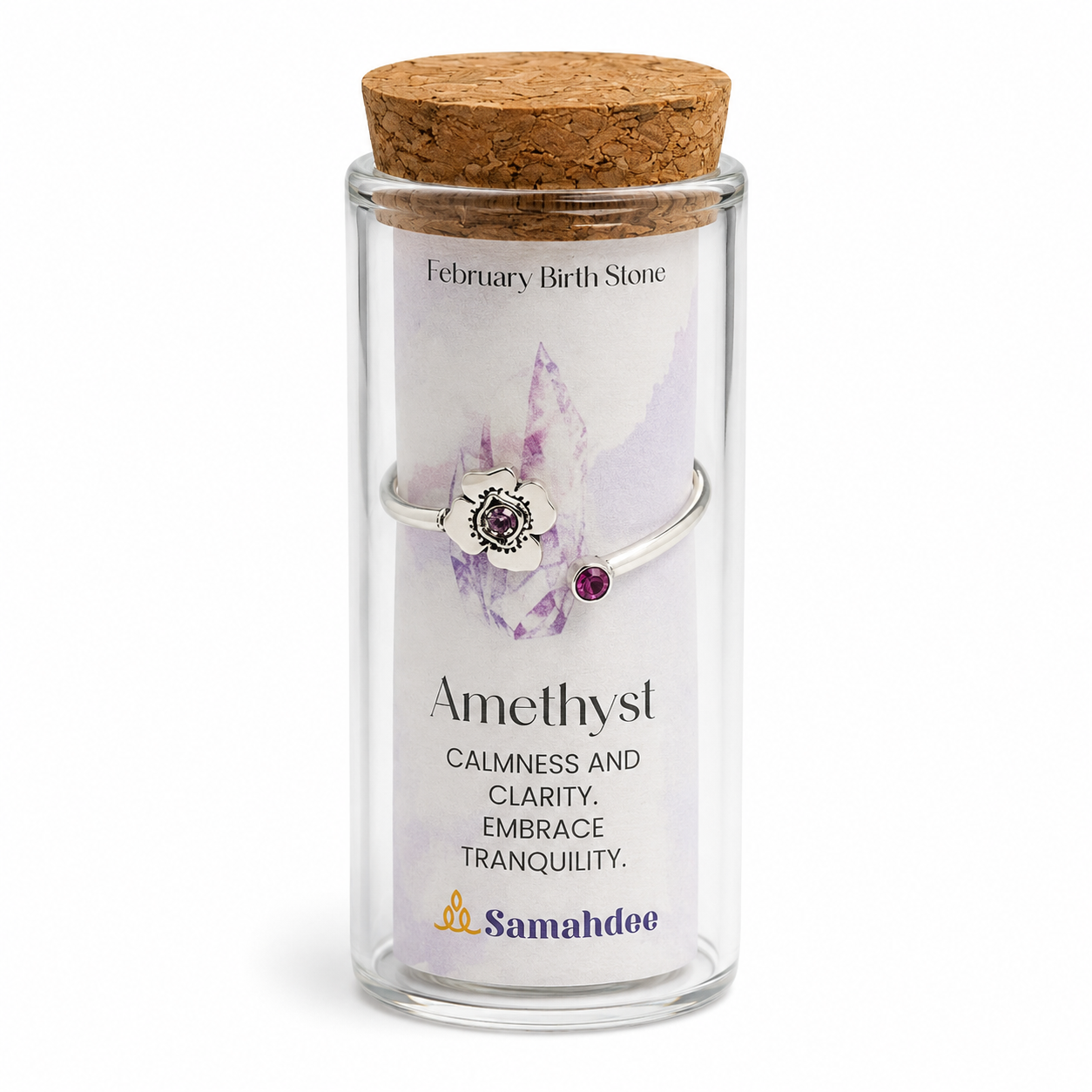 Milan Birthstone Necklaces Collection by Samahdee, Rings, Earrings: Handmade Flower Pendant with Colored Crystal - Gift for Mom, Daughter, BFF, Sister, Granddaughter, Niece
