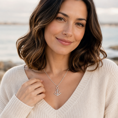 Anchored in Hope Christian Anchor Necklace | Encouragement Gift for Her