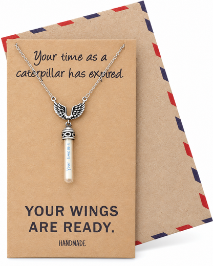 Toni Graduation Gifts for Her, Wing and Glass Vial Necklace