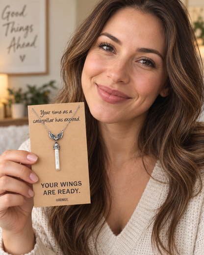 Toni Graduation Gifts for Her, Wing and Glass Vial Necklace
