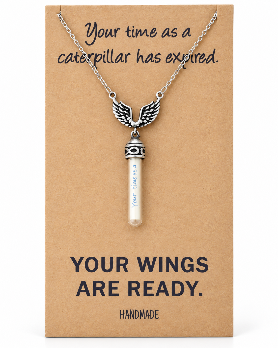 Toni Graduation Gifts for Her, Wing and Glass Vial Necklace