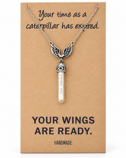 Toni Graduation Gifts for Her, Wing and Glass Vial Necklace