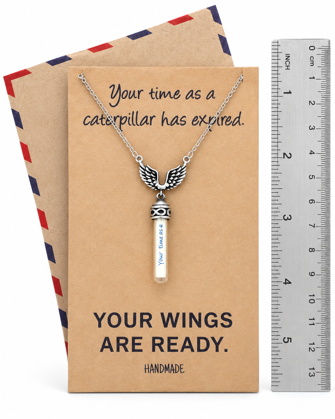 Toni Graduation Gifts for Her, Wing and Glass Vial Necklace