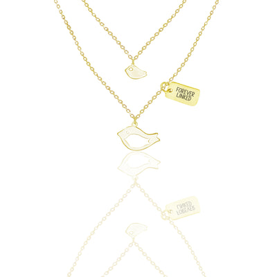 Arielle Mother Daughter Necklace with Bird Pendant, 2 Matching Necklaces