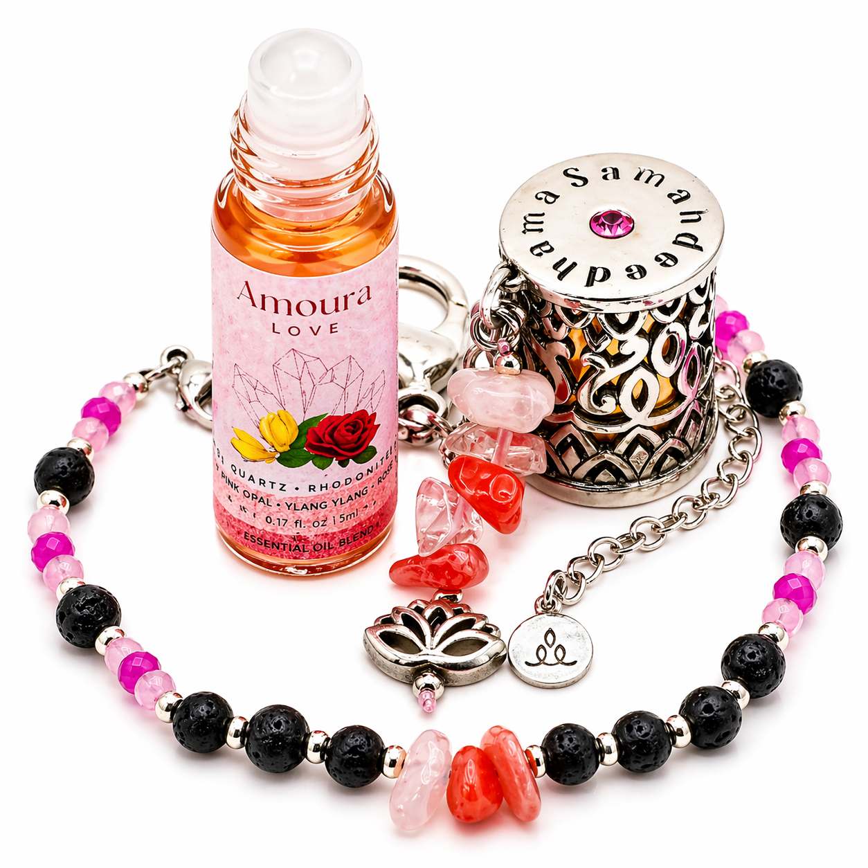 Scentual Stones Collection by Samahdee: Beaded Bracelets with Amethyst, Rose Quartz, Citrine & Organic Essential Oils for Tranquility, Love, and Prosperity - Aromatherapy Diffuser Jewelry for Men & Women