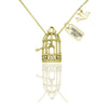 Aya Bird Cage with Key and Bird Charms Necklace, Womens Necklace, Gift for Women