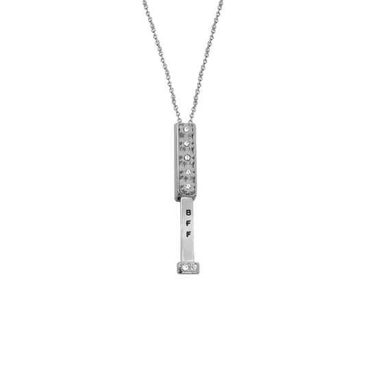 Jolly Best Friend Forever - BFF Heritage Bar with Flowers Pendant Necklace for Best Friend & Sisters, Silver, Gold