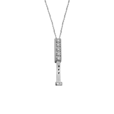 Jolly Best Friend Forever - BFF Heritage Bar with Flowers Pendant Necklace for Best Friend & Sisters, Silver, Gold