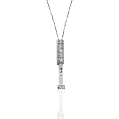 Jolly Best Friend Forever - BFF Heritage Bar with Flowers Pendant Necklace for Best Friend & Sisters, Silver, Gold