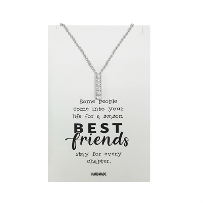 Jolly Best Friend Forever - BFF Heritage Bar with Flowers Pendant Necklace for Best Friend & Sisters, Silver, Gold