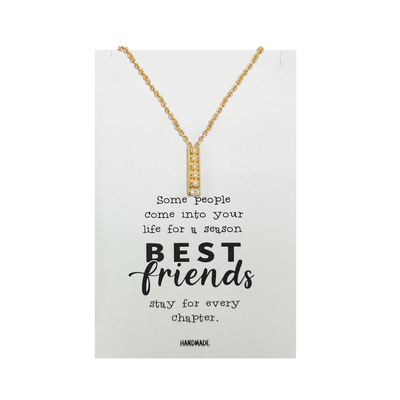 Jolly Best Friend Forever - BFF Heritage Bar with Flowers Pendant Necklace for Best Friend & Sisters, Silver, Gold