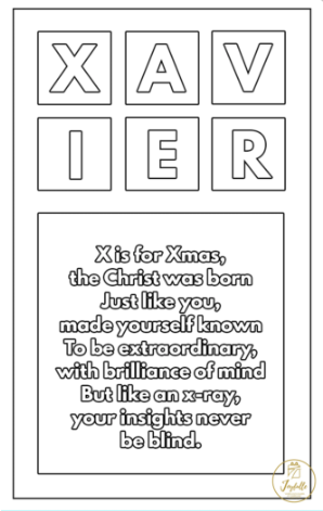 Baby and Kids Name Poems Printables - Xavier