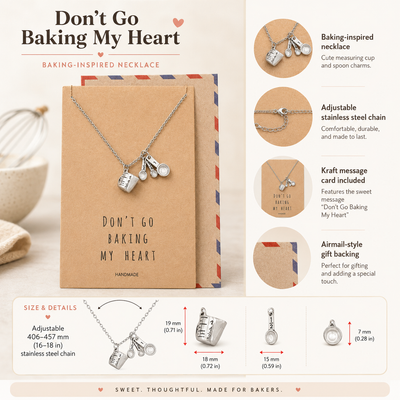 Carmel Gifts for Mom Bakers Kitchen Charm Necklace Funny Greeting Card
