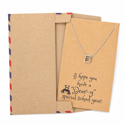 Madison Back to School Necklace with a Cute Bear pendant