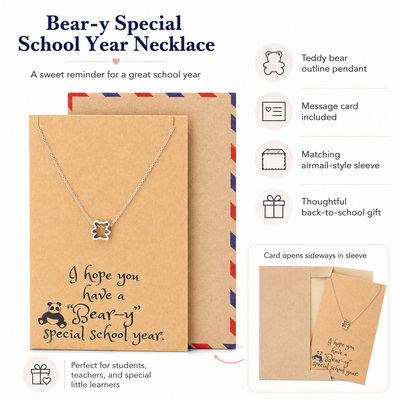 Madison Back to School Necklace with a Cute Bear pendant