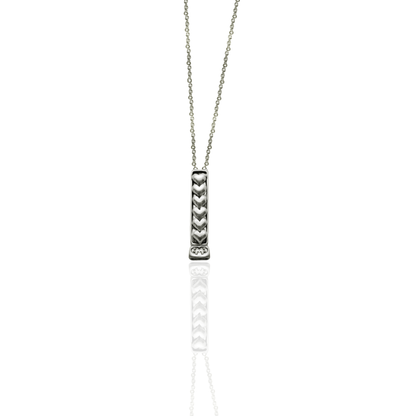 Margaret Best Mom Bond Bar & Hearts Pendant Necklace with Crystal – Handmade Gift of Love, Family & Strength, Gift or Mother, Silver