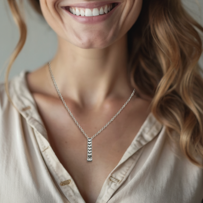 Margaret Best Mom Bond Bar & Hearts Pendant Necklace with Crystal – Handmade Gift of Love, Family & Strength, Gift or Mother, Silver