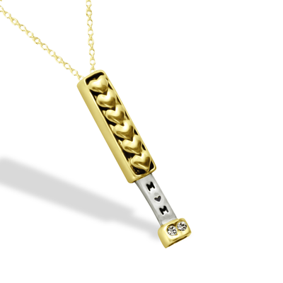 [Pre-order] Margaret Best Mom Bond Bar & Hearts Pendant Necklace with Crystal – Handmade Gift of Love, Family & Strength, Gift or Mother, Silver
