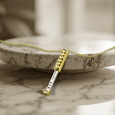 [Pre-order] Margaret Best Mom Bond Bar & Hearts Pendant Necklace with Crystal – Handmade Gift of Love, Family & Strength, Gift or Mother, Silver