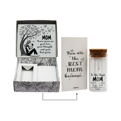 Margaret Best Mom Bond Bar & Hearts Pendant Necklace with Crystal – Handmade Gift of Love, Family & Strength, Gift or Mother, Silver