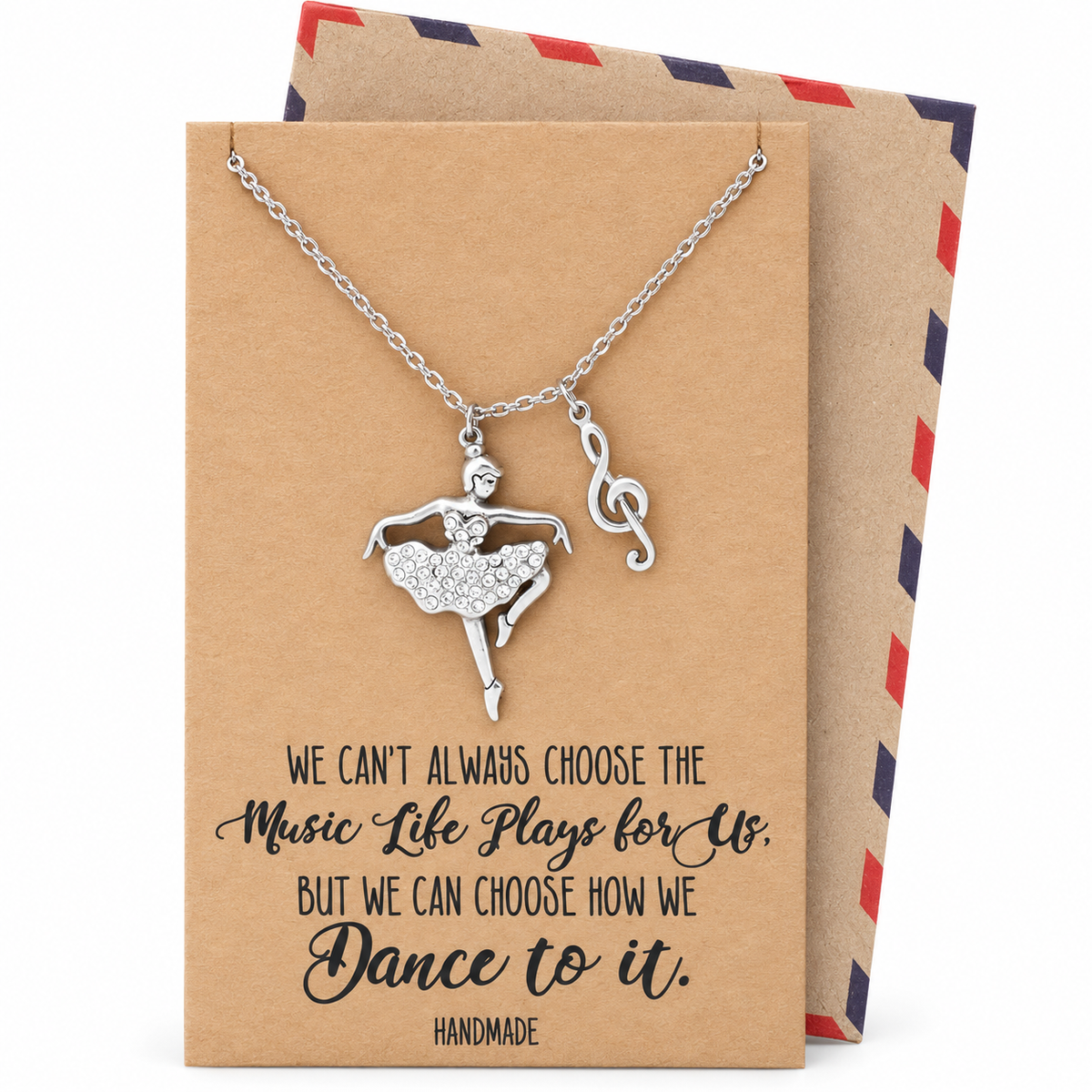 Lainie Birthday Gifts Ballerina and Music Note Necklace, Inspirational Jewelry